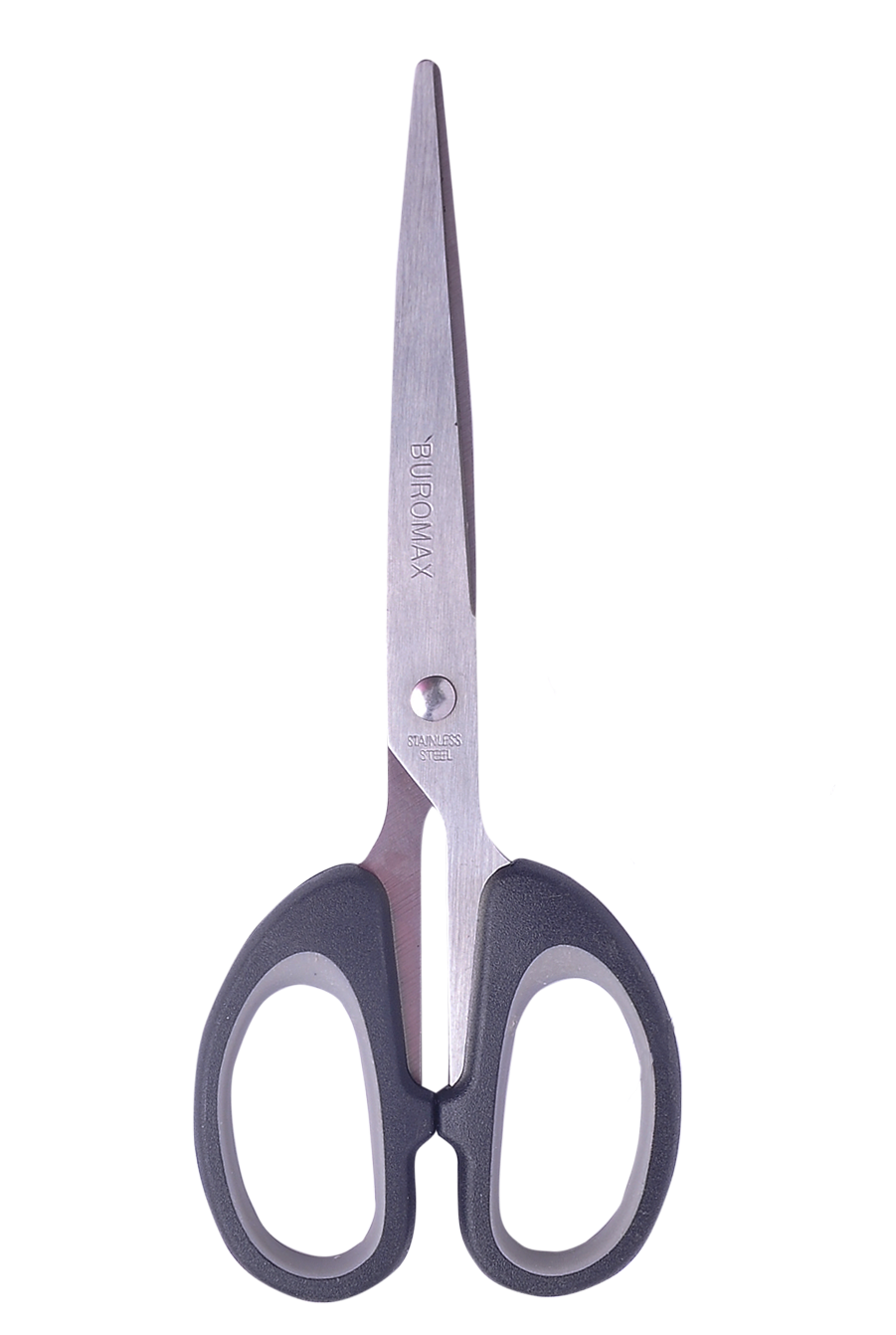 Ножицi офiснi, JOBMAX, 163 мм, з сір. гум. вставками, чорні BM.4533-09 BUROMAX